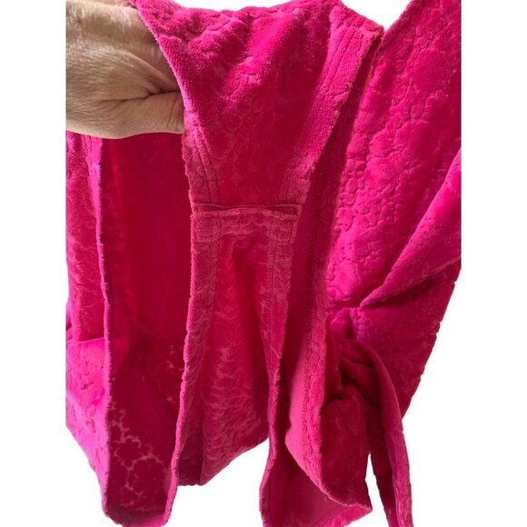 ModCloth Women's Hot Pink Burnout Terry Cloth Tank Bodysuit Attached Sash 2X - Picture 7 of 7